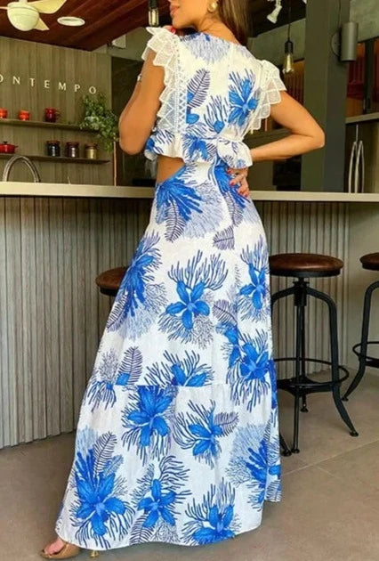 Vestido manga em renda e decote v AB235