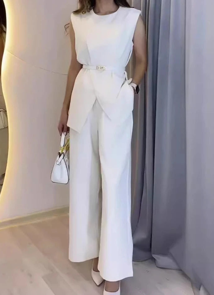 Conjunto de Alfaiataria com Blusa Assimétrica e Calça Pantalona AB840