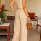 Conjunto com blusa gola redonda e calça reta AB671