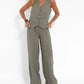 Conjunto calça com bolso e blusa colete com botões  AB413