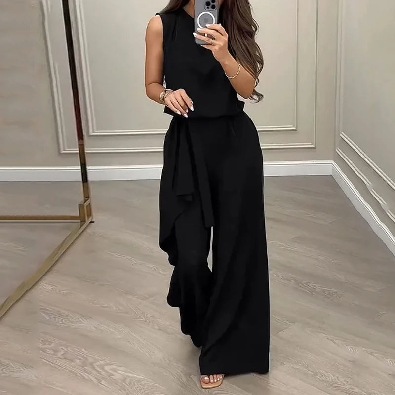 Conjunto de Blusa Sem Mangas e Calça Pantalona AB835