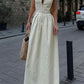 Vestido longo acinturado com pregas estruturadas AB924