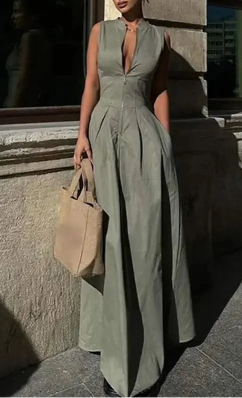 Vestido longo acinturado com pregas estruturadas AB924