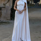Vestido Longo de Um Ombro Só com Capa Fluída AB906
