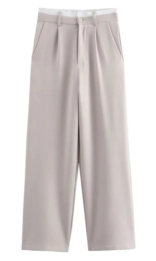 Conjunto Top cropped com alças e calça de alfaiataria AB713