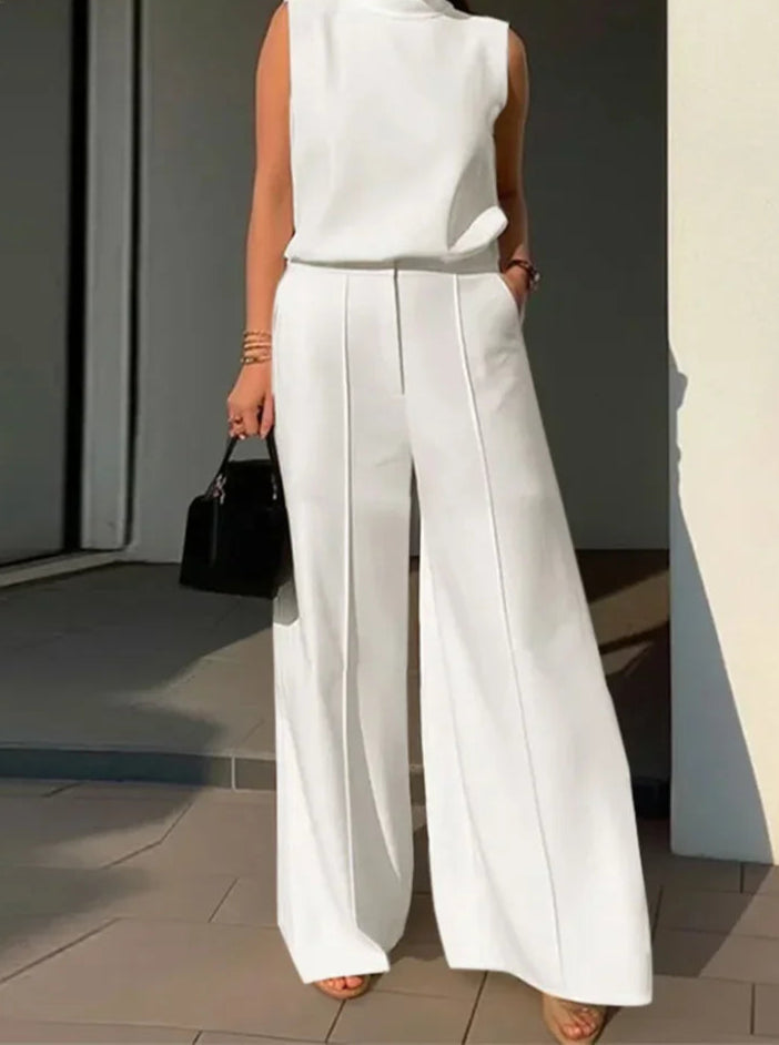 Conjunto Alfaiataria com Blusa Reta e Calça Pantalona AB848