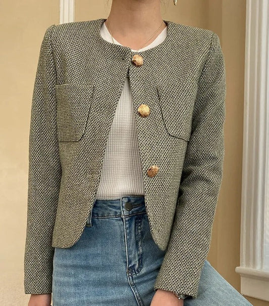 Blazer feminino curto com bolsos AB614