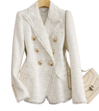 Blazer feminino fechamento duplo e barra desfiada AB620